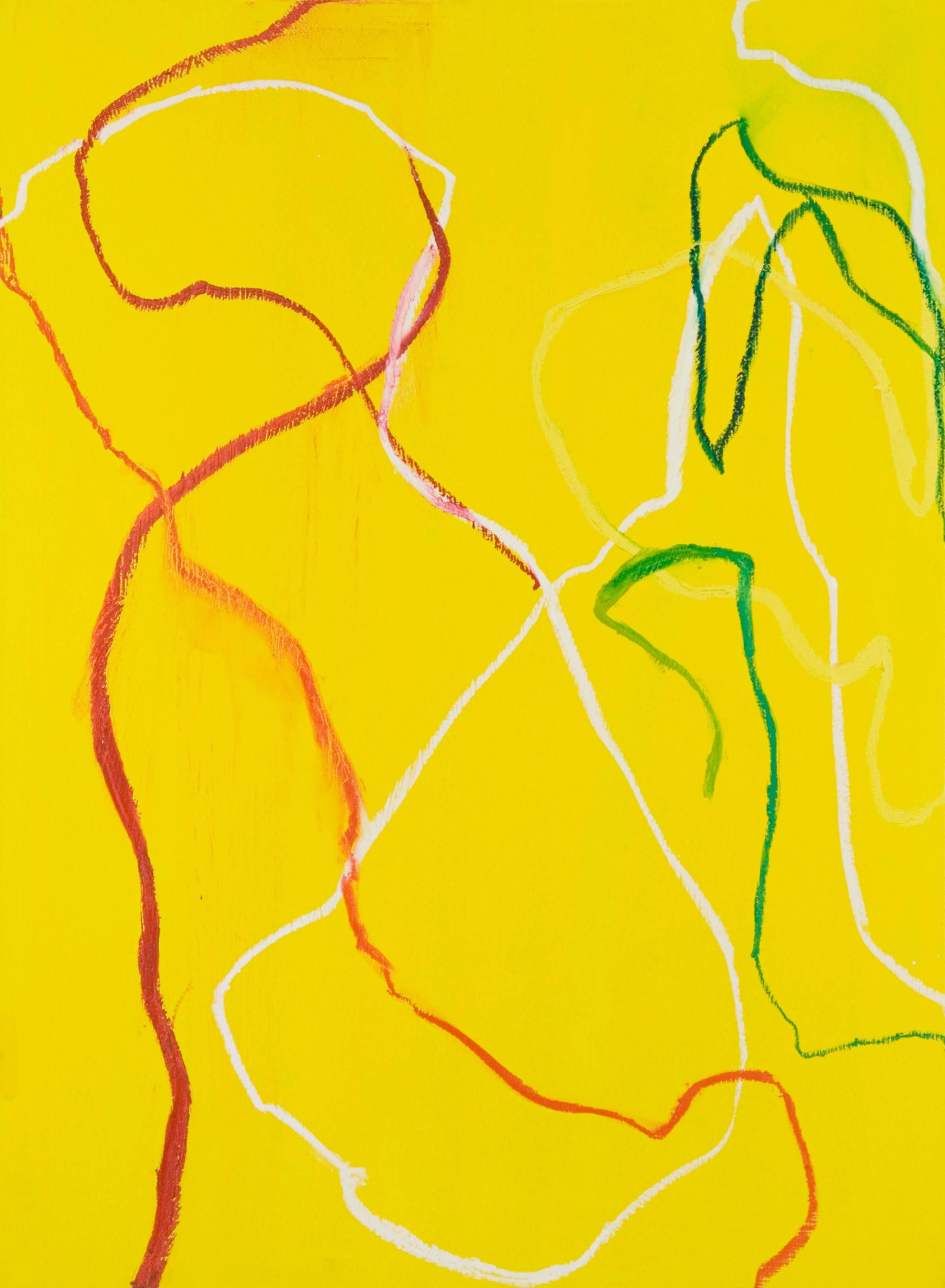 Anastasia Pelias Abstract Painting - Automatic Metal (yellow, red)