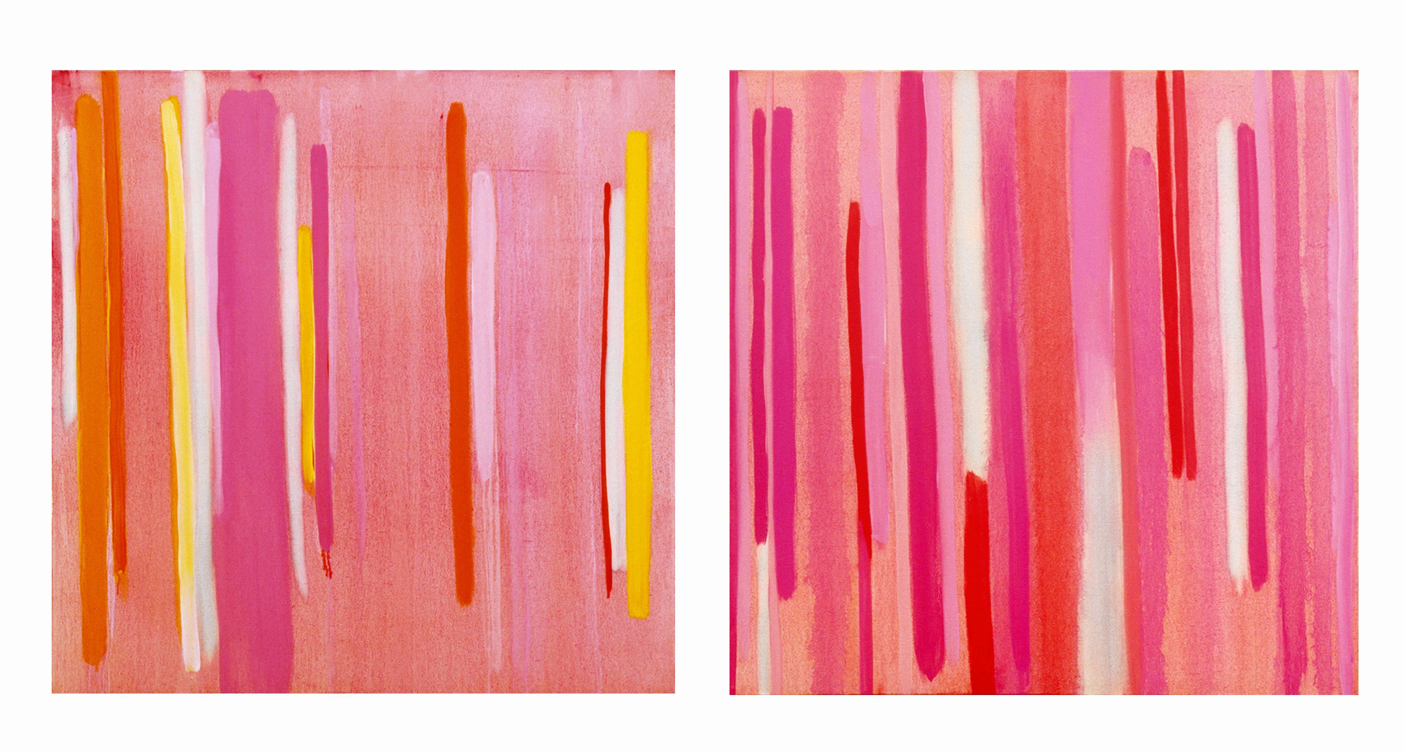 Anastasia Pelias Abstract Painting - Lucky Stripe, Rosy
