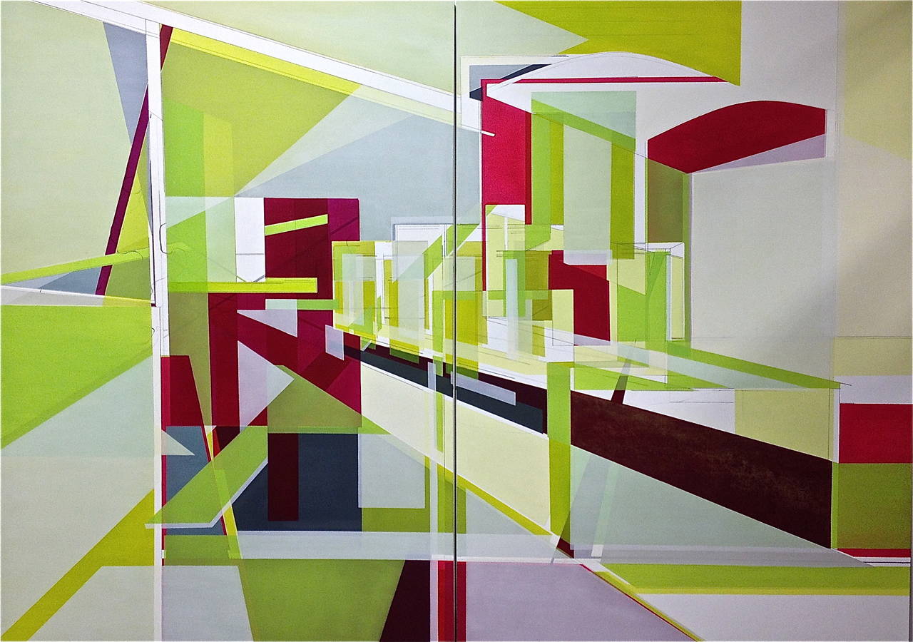 Marna Shopoff Abstract Painting - Inside Out (diptych)