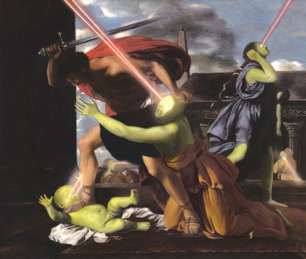 Ayant trouvé le seuil le plus bas (Saint Georges terrassant le dragon) - Painting de Adam Mysock