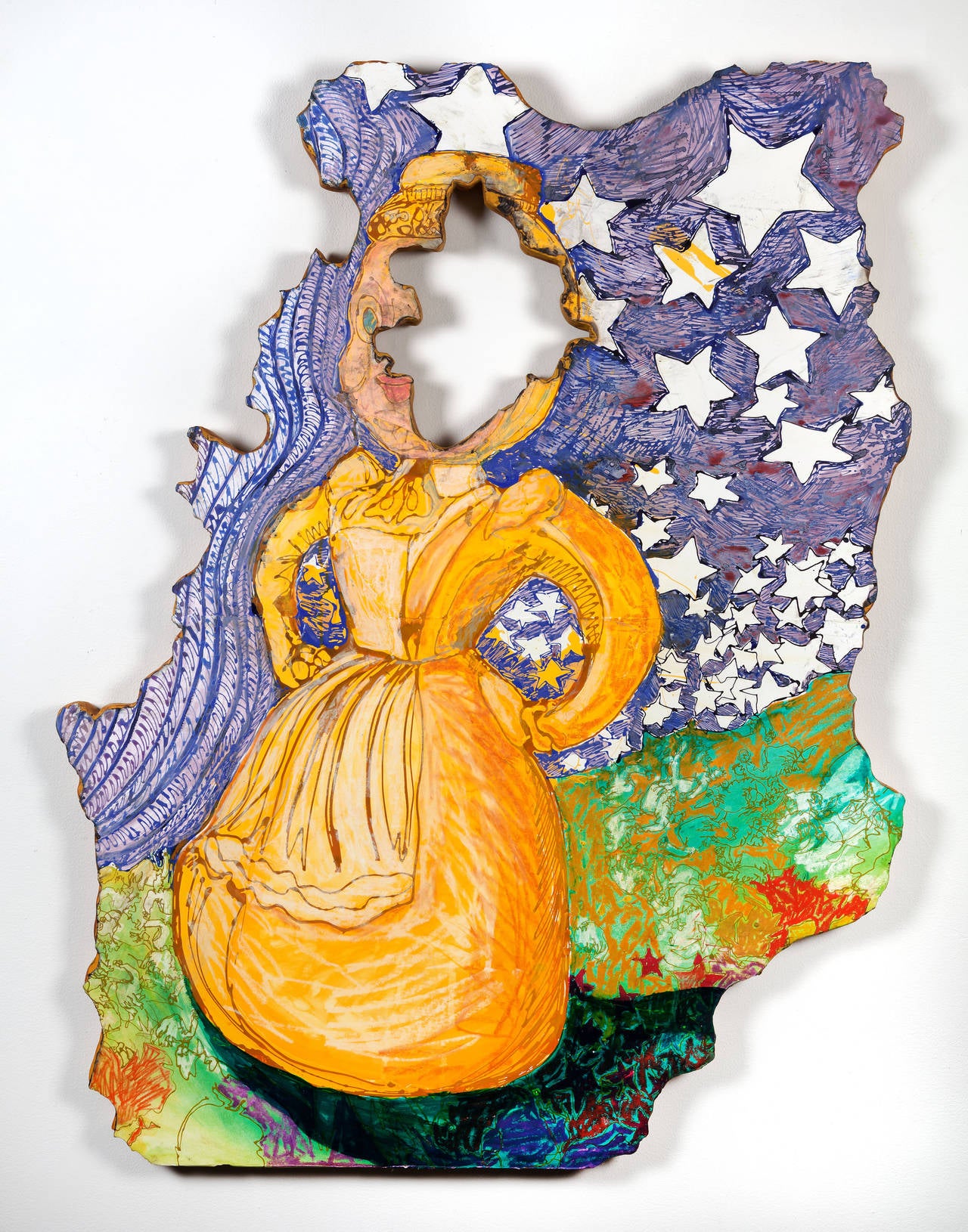 Stars Fell on Little Yellow Miss - Painting by Gina Phillips