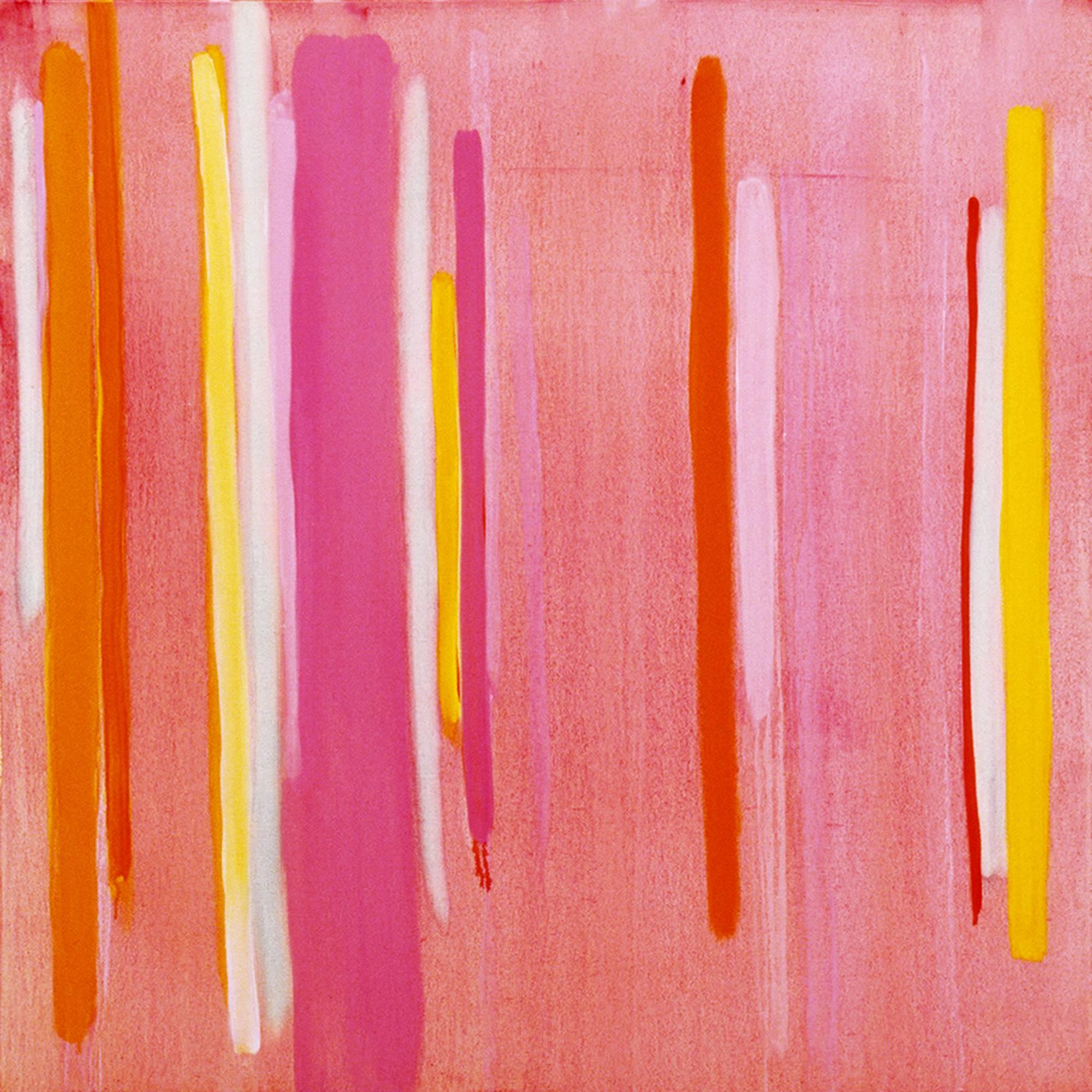 Anastasia Pelias Abstract Painting - Lucky Stripe, Rosy (diptych)