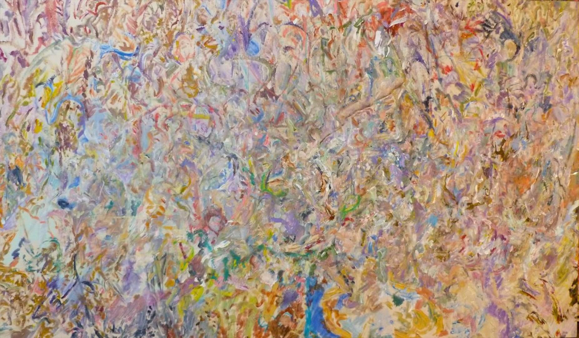 Larry Poons Abstract Painting - Kinderszenen- Tree in the Woods