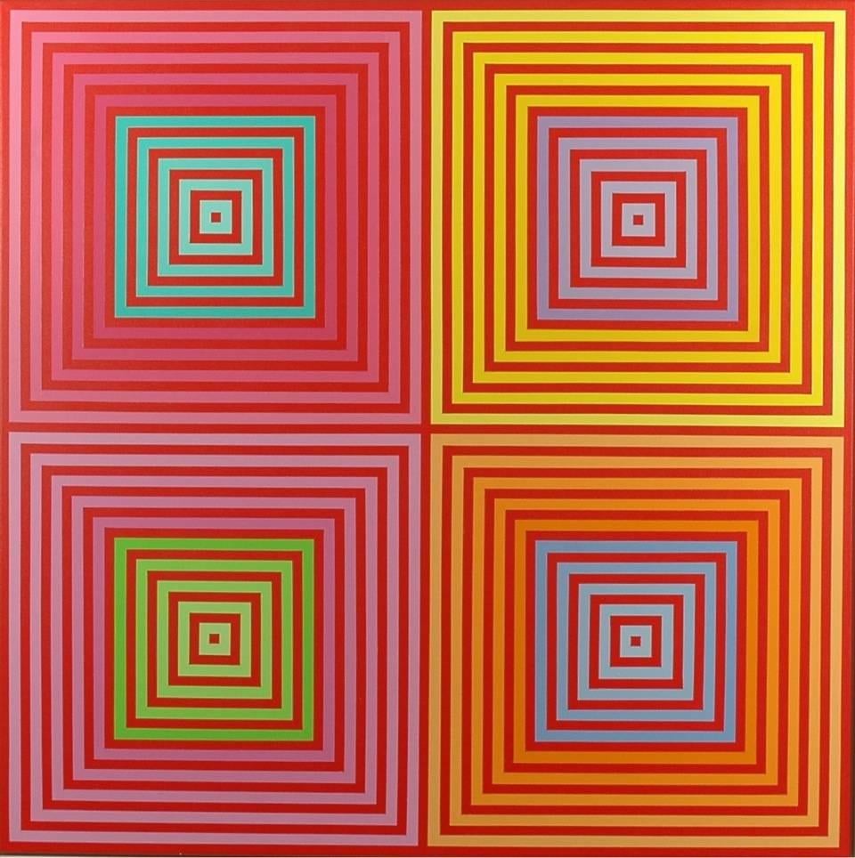 Richard Anuszkiewicz Abstract Painting - Four on Four