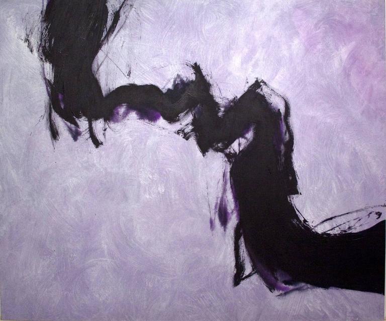 Cleve Gray Abstract Painting - Considering All Possible Worlds Purple and Black