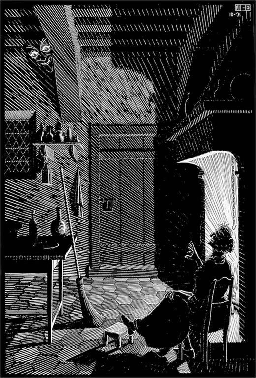 M.C. (Maurits Cornelius) Escher Interior Print - Scholastica - The Encounter