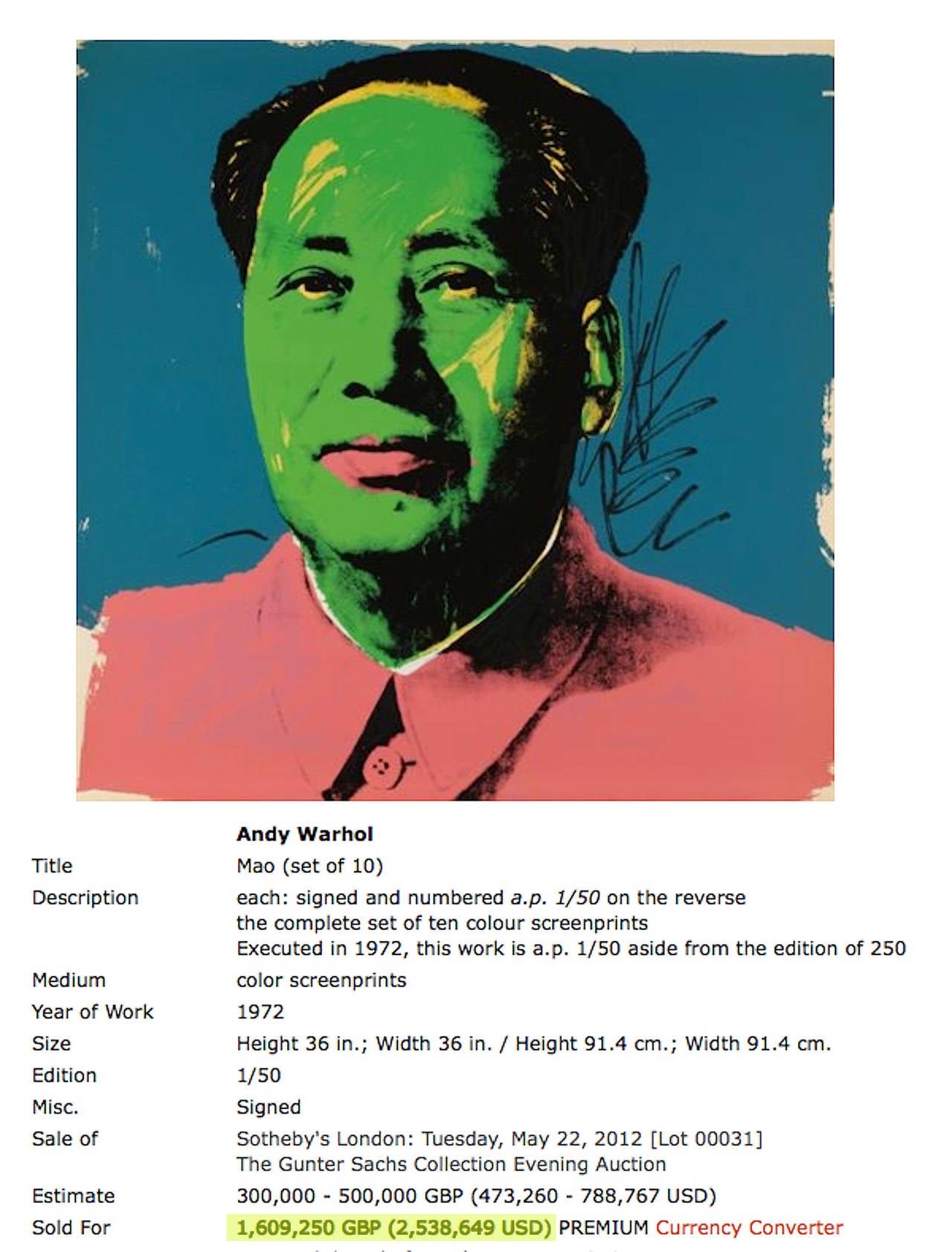 mao andy warhol