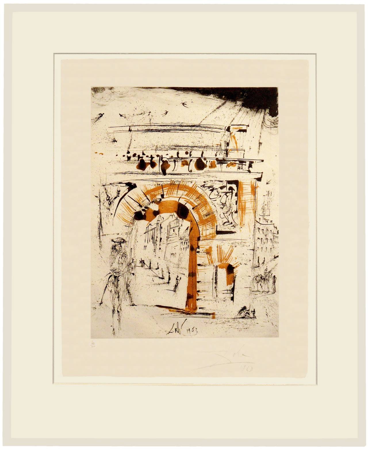 Salvador Dalí Figurative Print – La Porte Saint Martin (Saint-Denis)