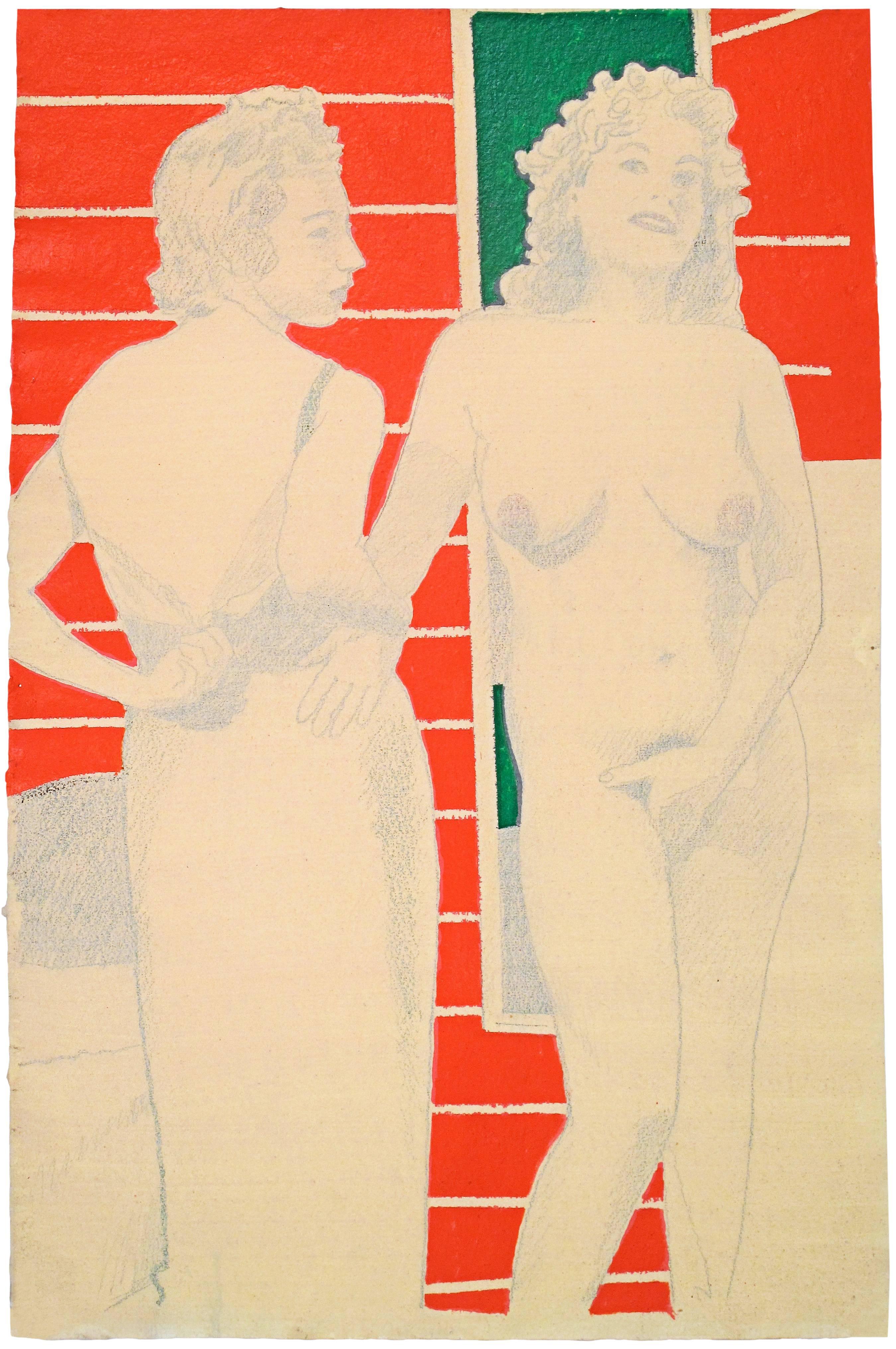 David Chapin Nude - Two Ladies on Orange 