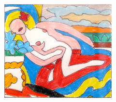 Study for Sunset Nude - Red Stockings, Knees Up