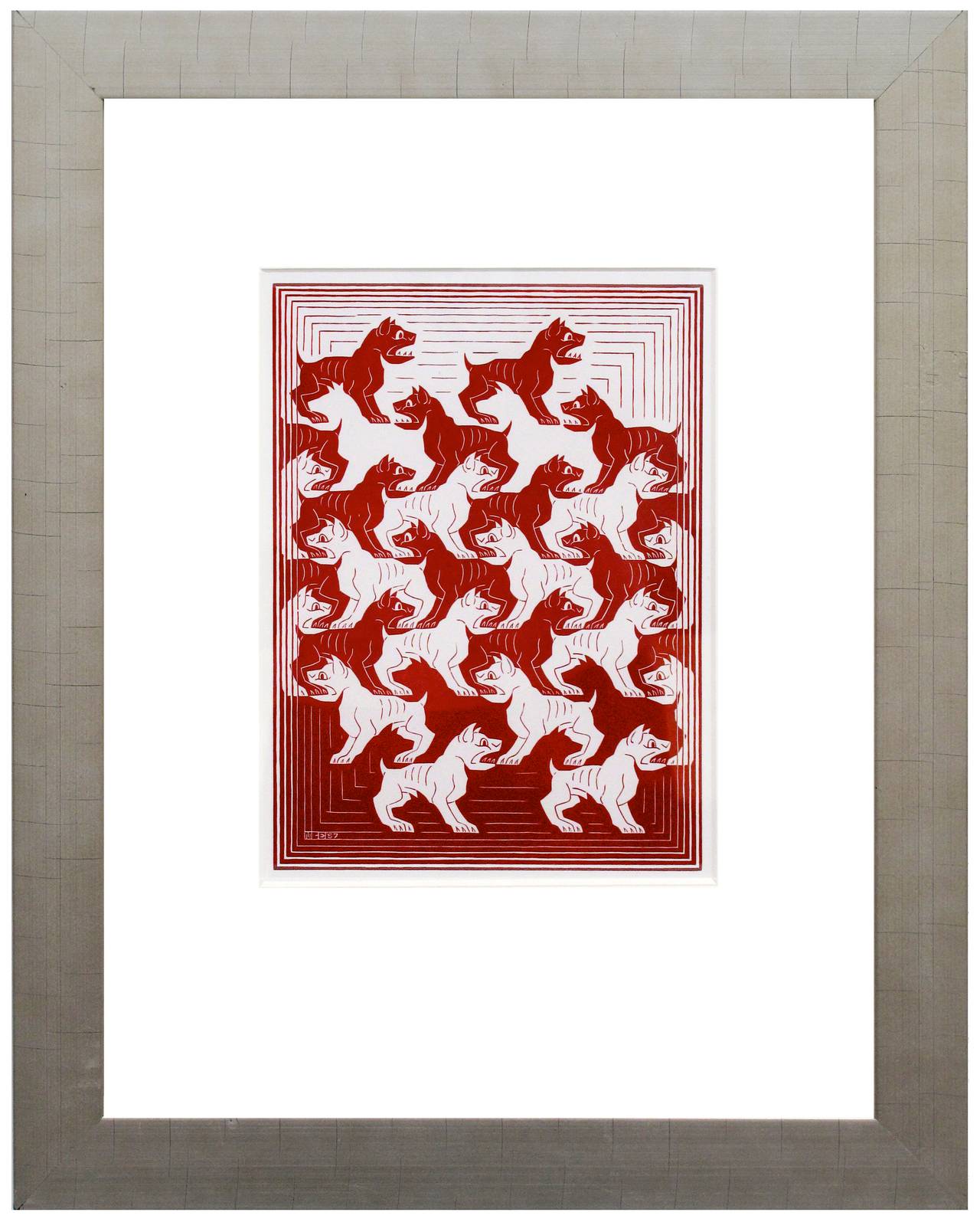 Regular Division of the Plane IV (Red Dogs) - Print by M.C. Escher