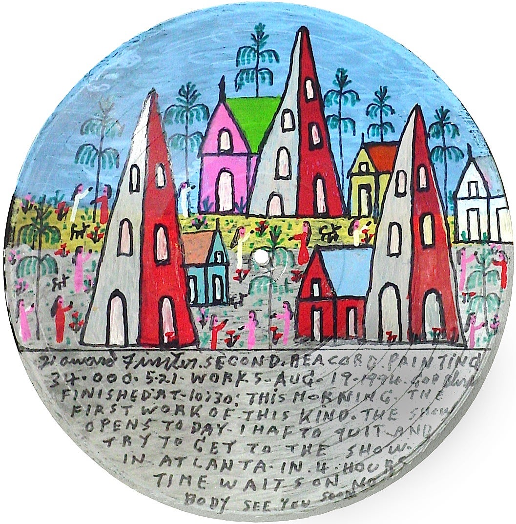 Howard Finster Landscape Painting - Second Record Painting