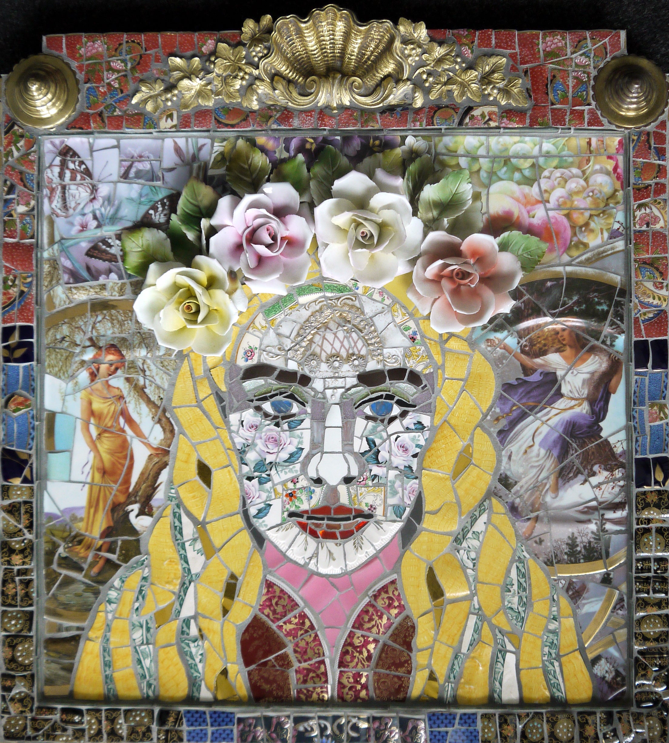 Susan Elliott Goddess Recycled Ceramic Mosaic By English Artist
