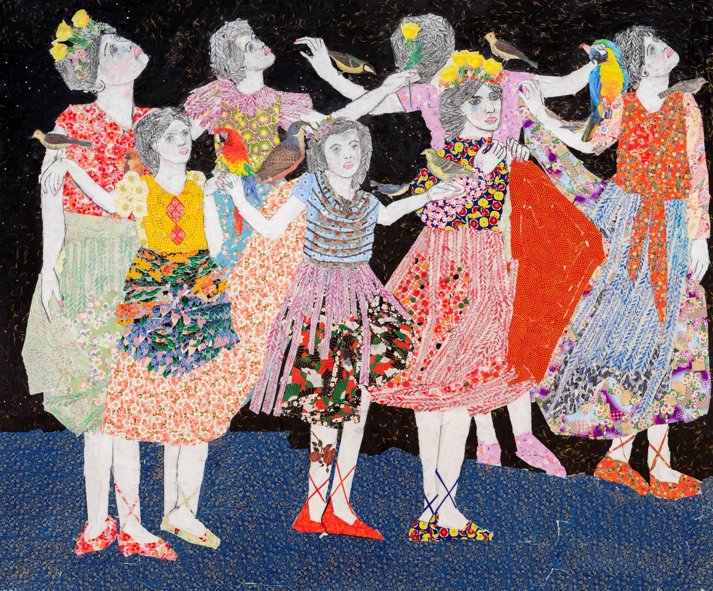The Celebration II - Mixed Media Art by Maria Berrio