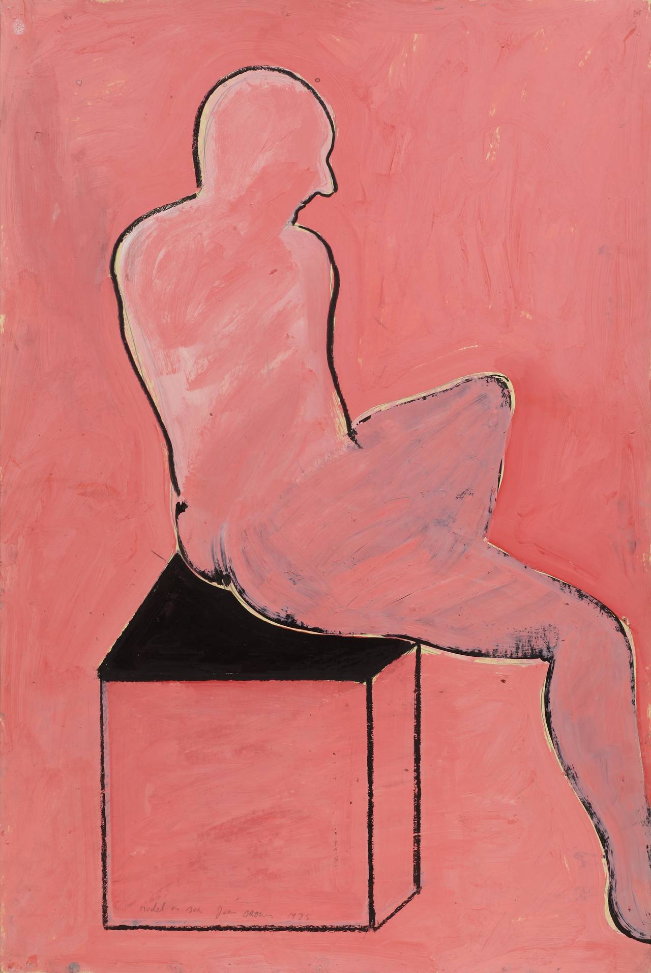 Model on Box - Painting by Joan Brown