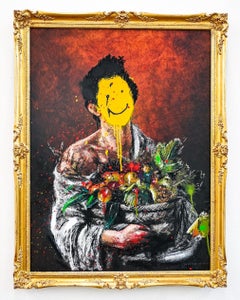 "Pelaggio" Figurative Portrait Painting (FRAMED) 40" x 30" inch by Isaac Pelayo