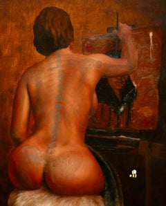 "SARAH" (FRAMED) Figurative Nude Painting 30" x 24" inch by Isaac Pelayo