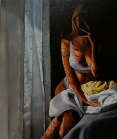"Morning After Dark" Figurative Ölgemälde 24" x 20 "Zoll von Dmitriy Krestniy