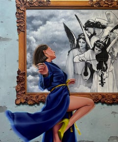 "Take Me Dancing Tonight" Figurative Oil Painting 47 x 39 in by Dmitriy Krestniy