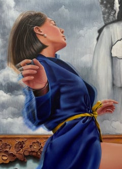 "Take Me Dancing Tonight" Figurative Oil Painting 47 x 39 in by Dmitriy Krestniy