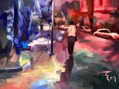 "Light in Motion" Abstract Painting 47" x 63" inch by Ahmed Dafrawy