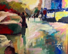 "No Sidewalks 2" Abstract Painting 47" x 59" inch by Ahmed Dafrawy
