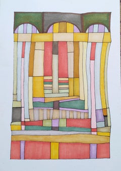 "Geometrische Komposition 1" Abstrakte Malerei 8" x 5,5" Zoll von Ahmed Yousry