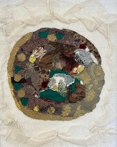 "Inheritance Banner II" FRAMED Textile Painting 24 x 16 in by Neama El Sanhoury