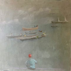Cuadro «Près du Port», de 24" x 24", de Katherine Bakhoum Tisné