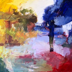 "Picture Worth Living For" Abstract Painting 47" x 47" inch by Ahmed Dafrawy