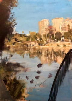 "The Nile 2" Abstract Painting 39" x 28" inch by Ahmed Dafrawy
