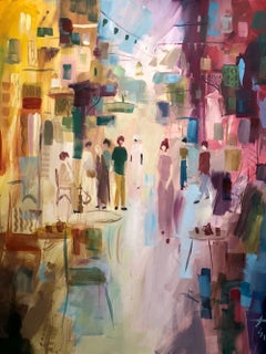 "Dancing by the Future" Abstract Painting 47" x 39" inch by Ahmed Dafrawy
