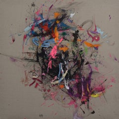 "Untitled 2" Abstract Acrylic on Linen Painting 36" x 38" inch by Hossam Dirar