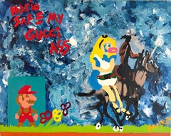 "Mario SAFE my GUCCI ass" Mixed media Painting 37" x 48" in by John Paul Fauves