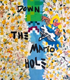 "Down The Mario Hole" Mixed media Painting 47" x 41" inch by John Paul Fauves