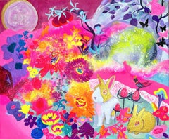 Japanische zeitgenössische Kunst von Minako Asakura - Pink Bloom