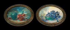 Blanche Odin — Coppia di acquerelli floreali francesi, cornici originali, 1910 circa