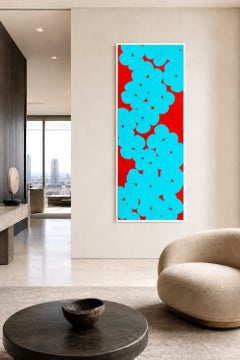 Donald Sultan Wallflower (Aqua and Red) 2018 Signed Screenprint Edition of 12