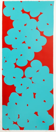 Donald Sultan Wallflower (Aqua and Red) 2018 Signed Screenprint Edition of 12