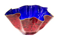 Dale Chihuly, "Macchia" in zaffiro, grande, 29 pollici, firmata 2015, vetro soffiato a mano