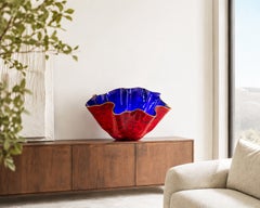 Dale Chihuly, "Macchia" in zaffiro, grande, 29 pollici, firmata 2015, vetro soffiato a mano