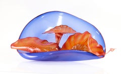 Conjunto «Seaform» de cinco piezas de Dale Chihuly en azul lapislázuli y naranja, firmado en 1988