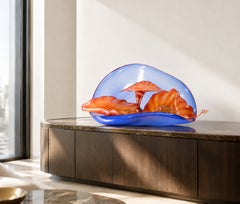 Conjunto «Seaform» de cinco piezas de Dale Chihuly en azul lapislázuli y naranja, firmado en 1988