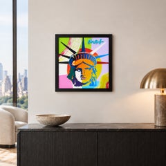 Peter Max Libertyhead Signed Original Acrylic on Canvas Painting