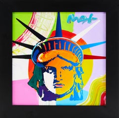 Peter Max Libertyhead Signed Original Acrylic on Canvas Painting