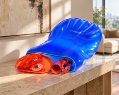 Dale Chihuly, „Lapis Blue and Ruby Red“, siebenteiliges, signiertes „Seafom“-Set, 1988