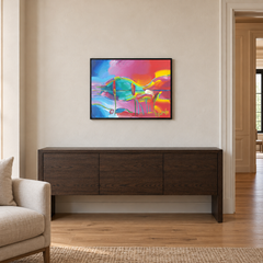 Cuadro original de Peter Max «Sunset Reeds I», 1997, firmado, acrílico sobre lienzo
