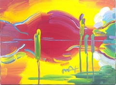Cuadro original de Peter Max, «Sunset Reeds II», 1997, firmado, acrílico sobre lienzo