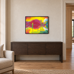 Cuadro original de Peter Max, «Sunset Reeds II», 1997, firmado, acrílico sobre lienzo