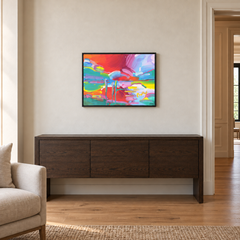 Cuadro original de Peter Max «Sunset Reeds III», 1997, firmado, acrílico sobre lienzo